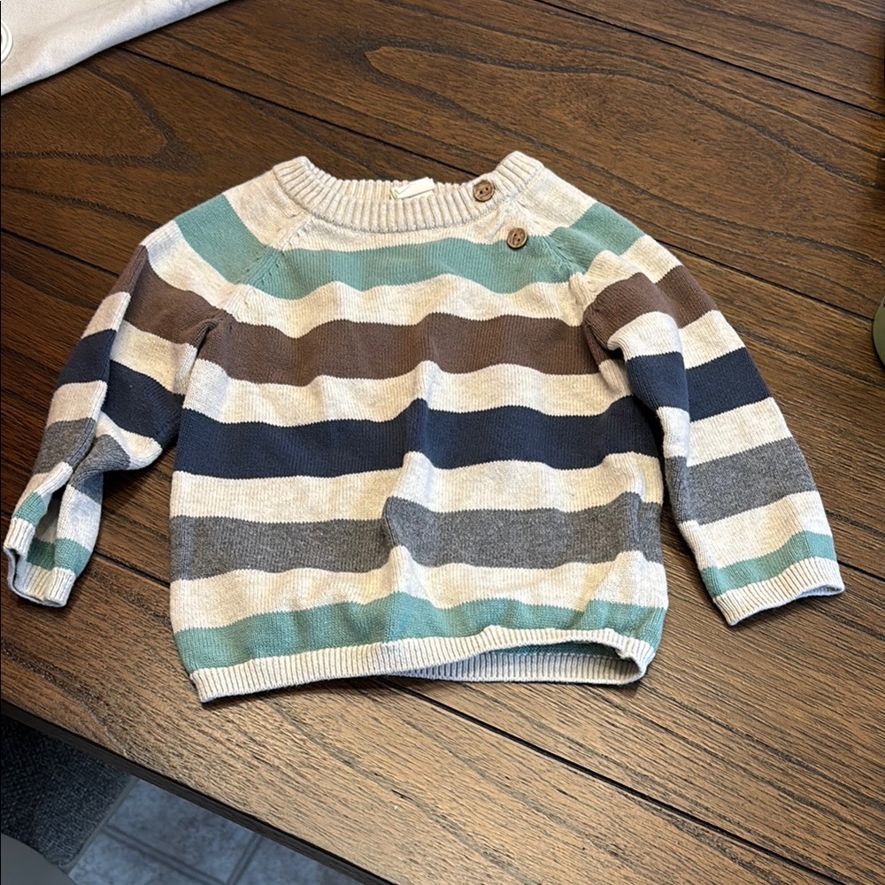 H&M Striped Sweater with Button Detail